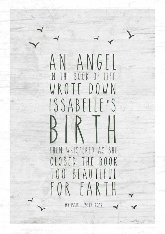 Stillborn Baby loss Baby Poem Paper gifts ANGEL  Etsy