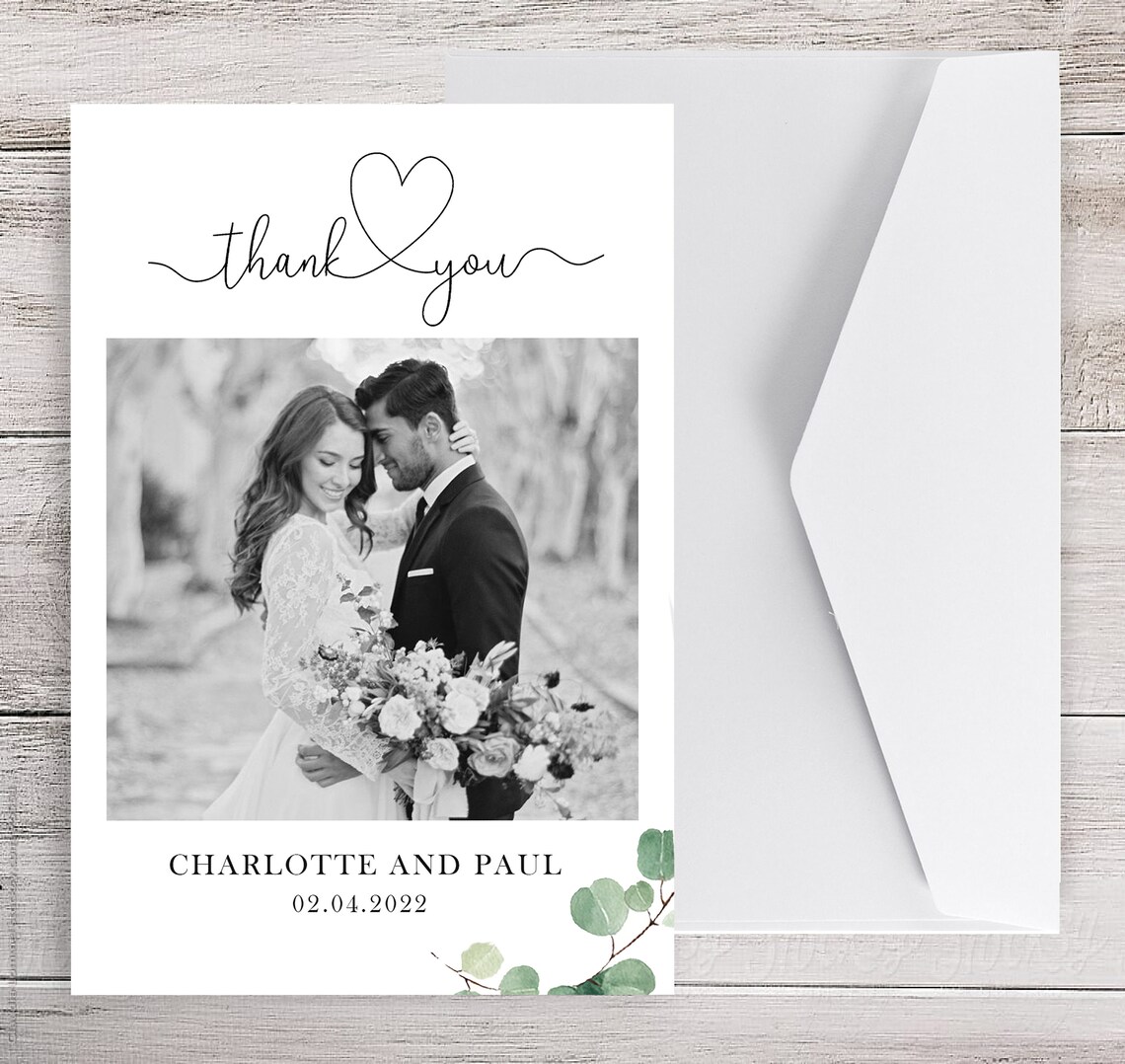 Wedding Thank You Cards With Photo Wedding Photo Thank You Etsy UK