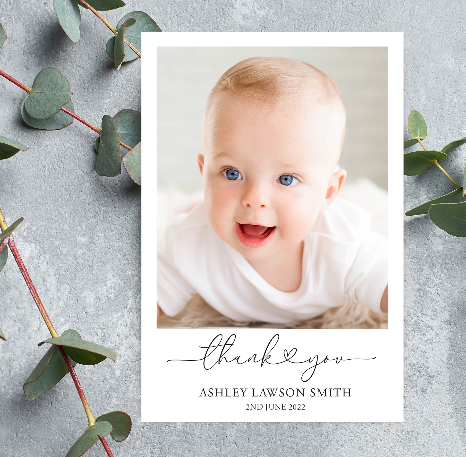 Baby Thank You Cards With Photo Birth Announcement Thank You Etsy UK