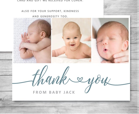 80 New Baby Thank You Cards with own Photo and Text