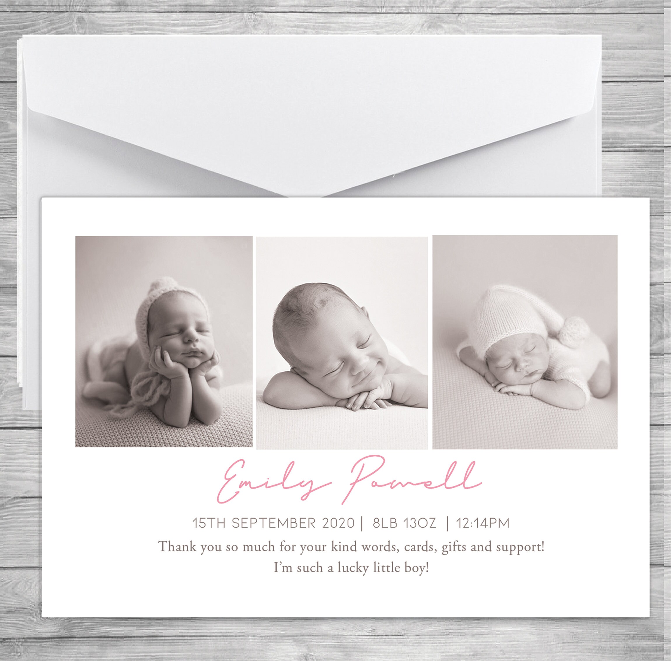 Baby Thank You Cards With Photo Birth Announcement Thank You Etsy UK