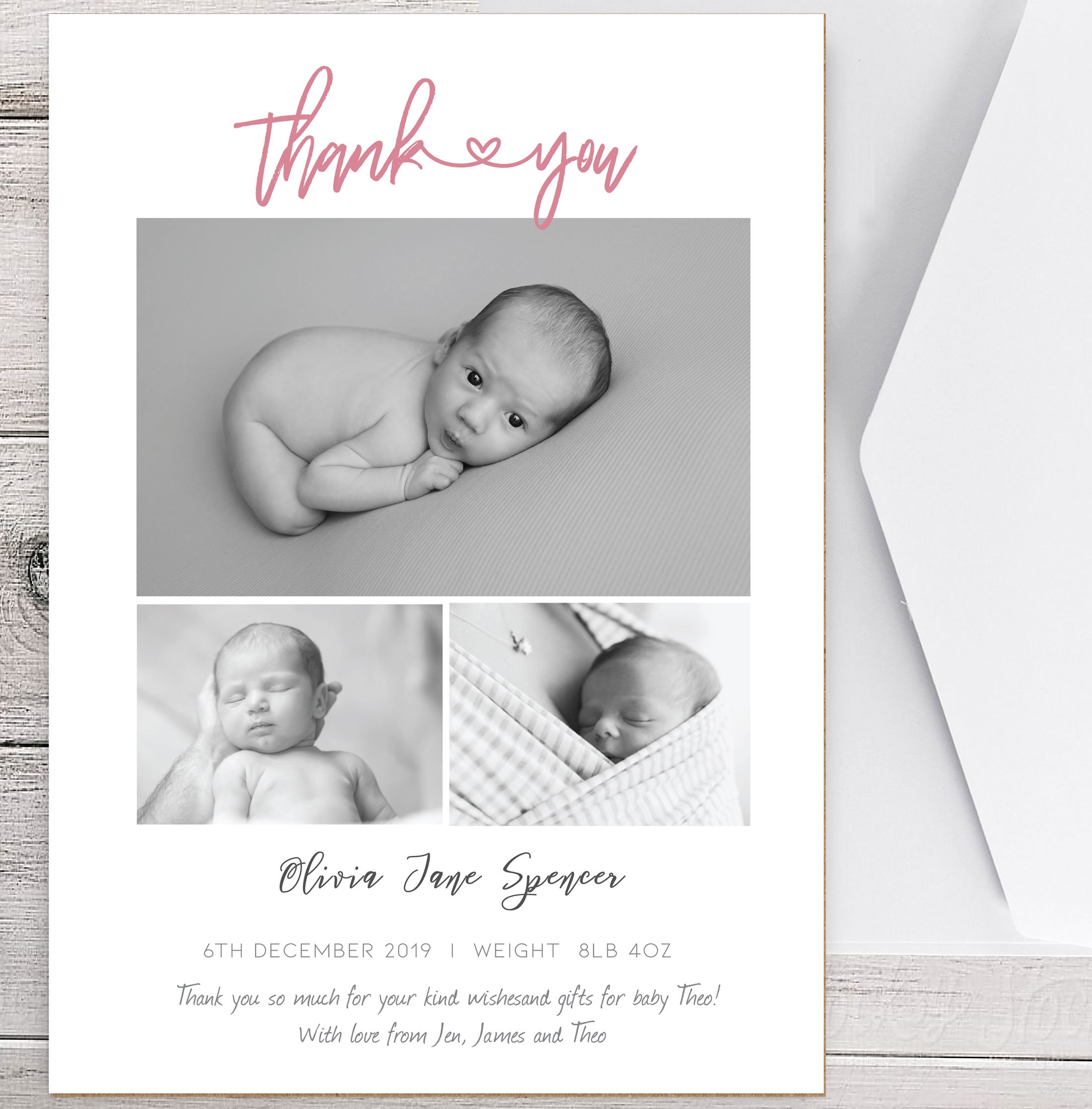 Baby thank you cards baby thank you card with photo rustic Etsy
