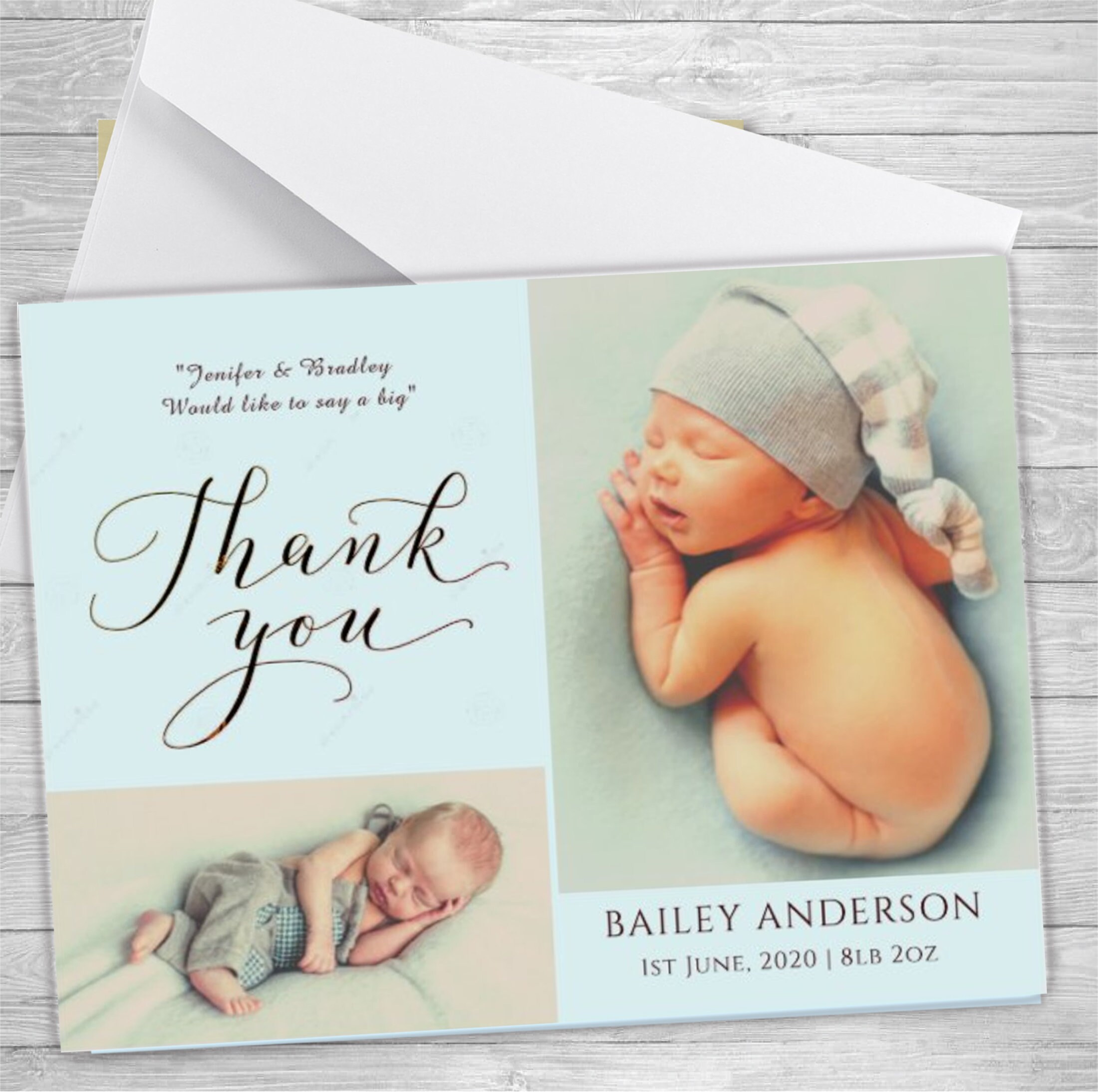 Baby Thank You Card Blue Boy Baptism Gift Baby Thank You Etsy UK