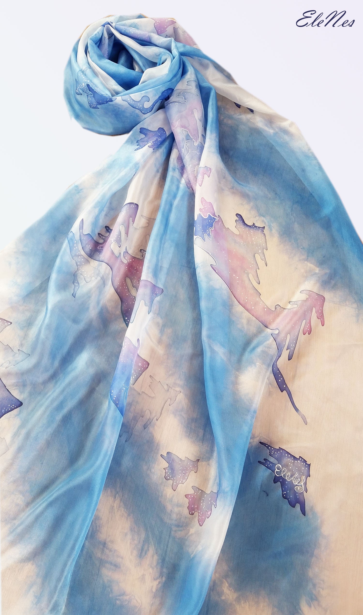 Handpainted Silk Scarf With a Fabulous Winter Forest Hand - Etsy