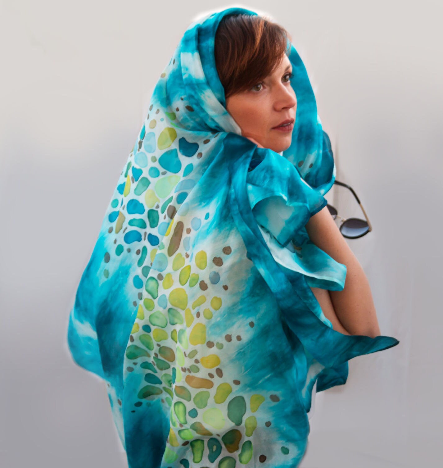 Large Hand Painted Silk Scarf With Seascape Delicate Blue - Etsy