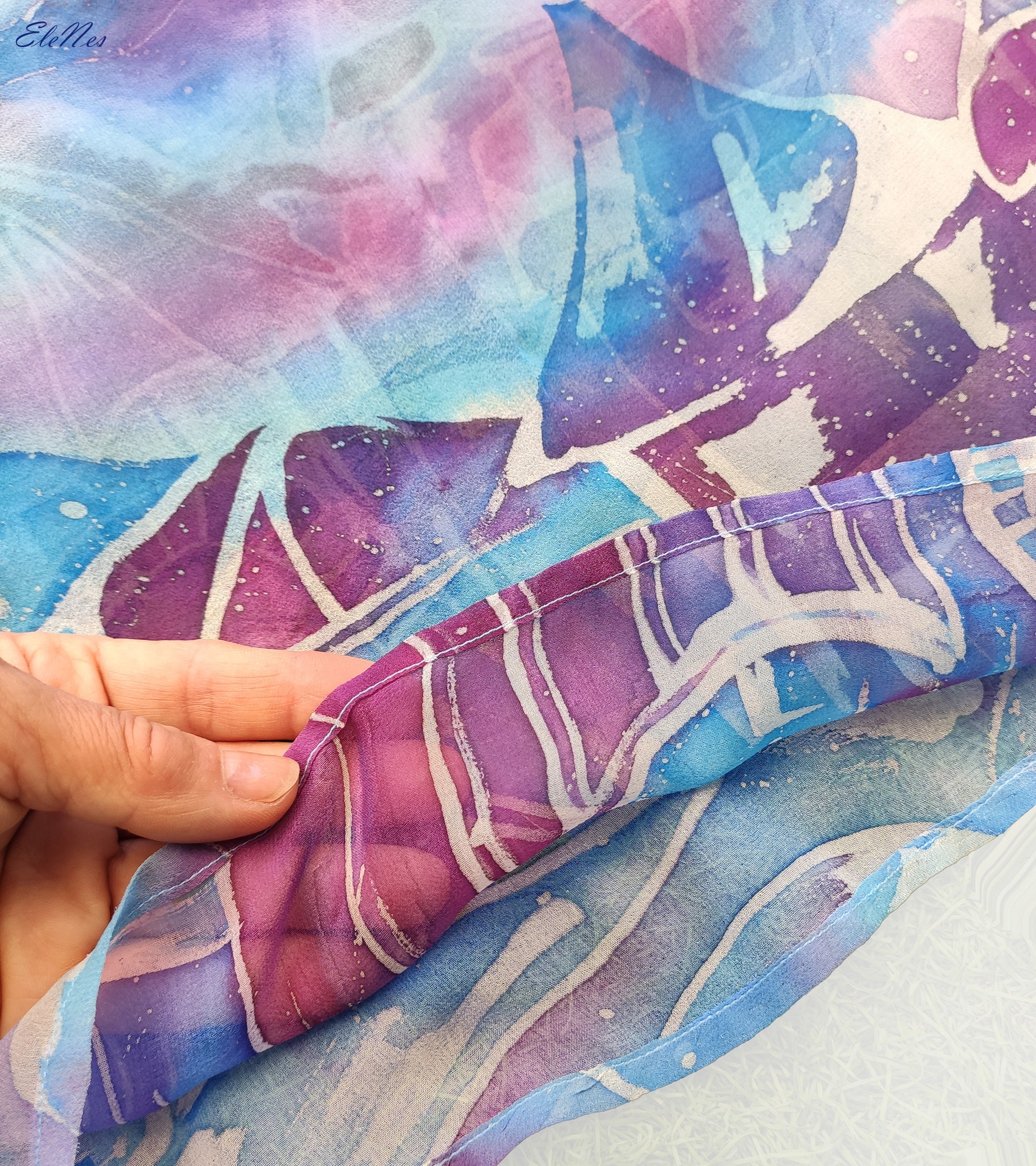 Painters silk Blouse in paint blurs print
