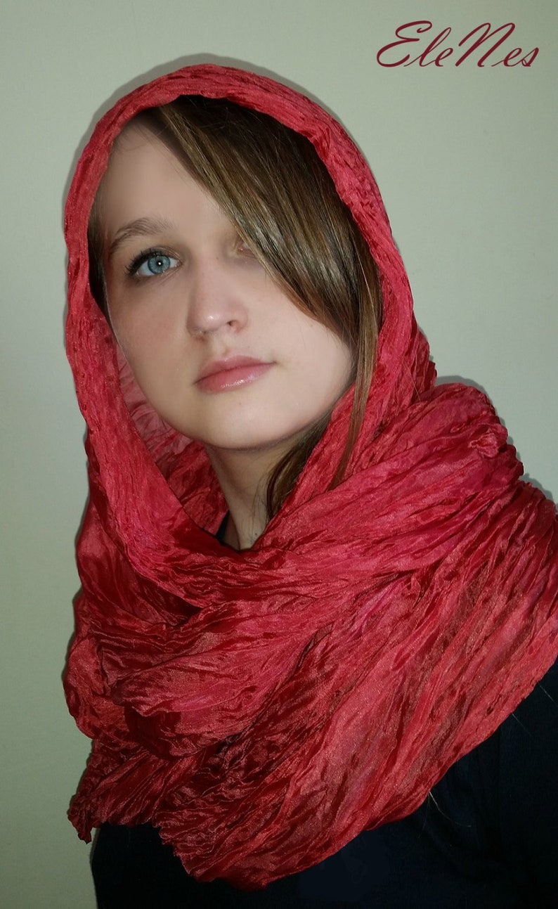 Hand Dyed Bright Red Silk Scarf Large Silk Wrap Crush - Etsy Australia