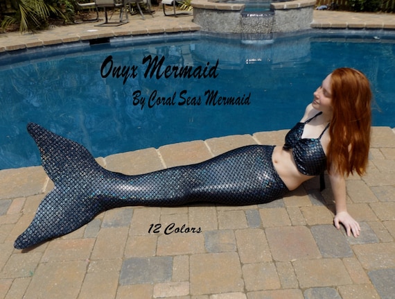 UK STOCK Mermaid Tails Swimmable Monofin Swimsuit for Girls Kids Swimming BLUE