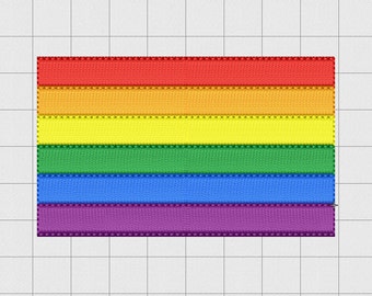 Gay Pride Rainbow Flag Embroidery Design in 2x2 3x3 and 4x4 Sizes