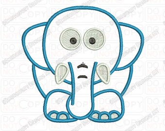 Elephant with Tusk Applique Embroidery Design in 3x3 4x4 and 5x5 Sizes