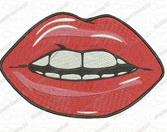 Sexy Lippen Vollstich Stickdatei in 2x2 3x3 4x4 und 5x7 Größen