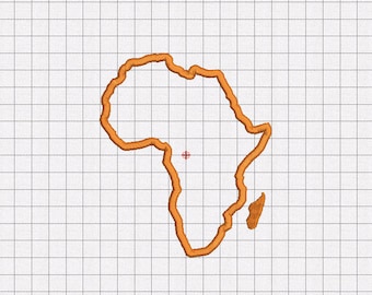 Africa Continent Applique Embroidery Design in 4x4, 5x7, and 6x10 Sizes