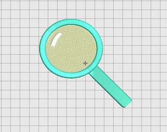 Magnifying Glass Mini Embroidery Design in 1x1 2x2 3x3 4x4 and 5x5 Sizes