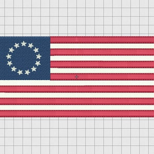 May include: A red, white, and blue American flag with 13 stripes and 13 white stars in a blue circle in the canton.