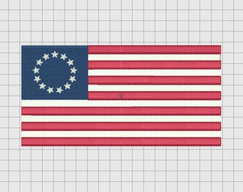 Betsy Ross Flag USA 13 Colonies Embroidery Design in 4x4 and 5x7 Sizes
