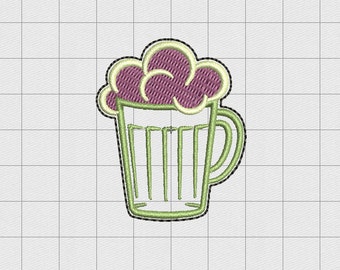 Beer Mug Felt Embroidery Design in 1" 1.5" and 2" Sizes