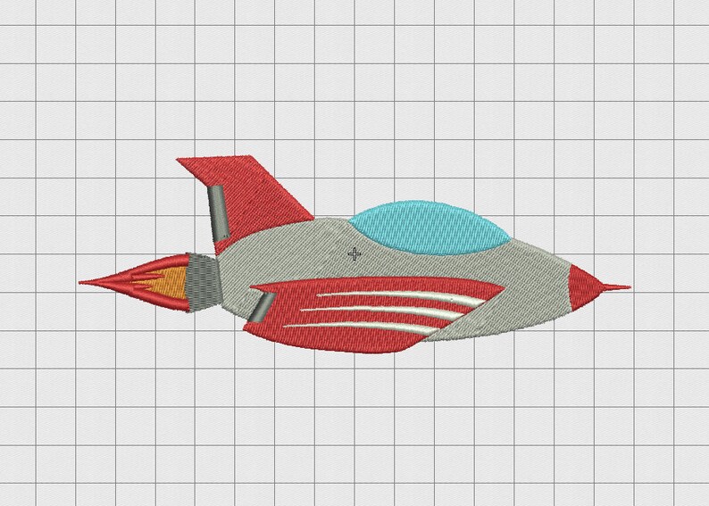 Jet Airplane Embroidery Design in 3x3 4x4 and 5x7 Sizes image 1