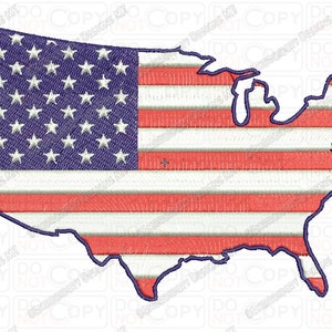 VS kaart vlag Amerika borduurontwerp in de maten 3 x 3, 4 x 4 en 5 x 7