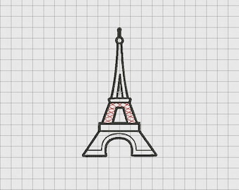 Eiffel Tower Applique Embroidery Design in 3x3 4x4 5x5 and 6x6 Sizes