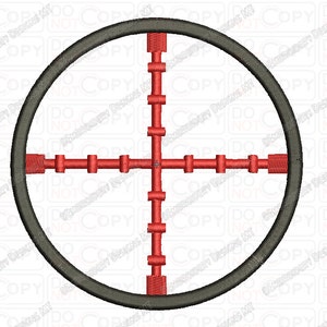 Rifle Crosshair Embroidery Design in 2x2 3x3 4x4 and 5x7 Sizes