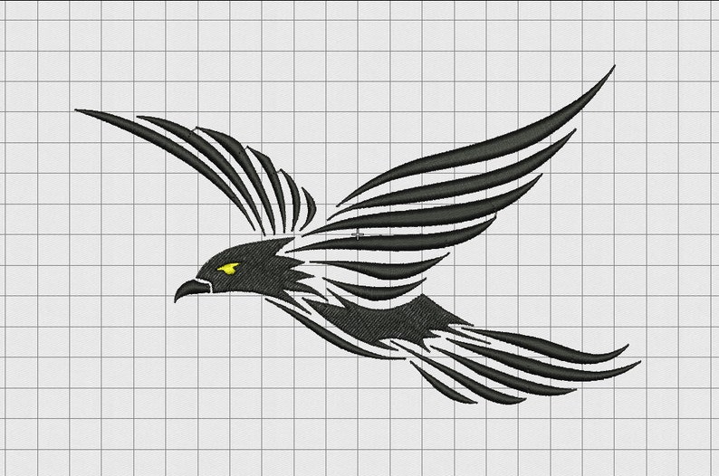 Bird Wings Line Art Embroidery Design in 3x3 4x4 and 5x7 Sizes image 1
