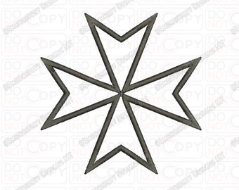 Maltese Cross Applique Embroidery Design in 3x3 4x4 and 5x7 Sizes