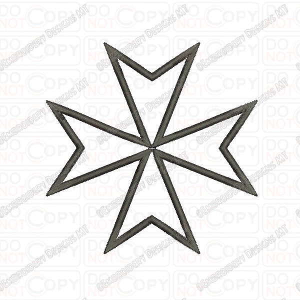 Maltese Cross Applique Embroidery Design in 3x3 4x4 and 5x7 Sizes