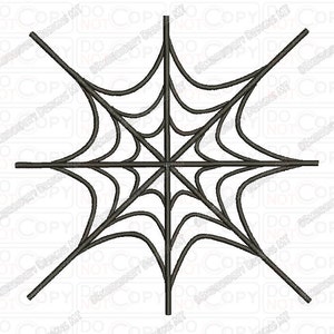Peut inclure: Une illustration en noir et blanc d'une toile d'araignée. La toile est dessinée dans un style géométrique simple, avec huit points rayonnant du centre.