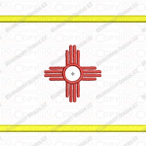 New Mexico NM State Flag Applique Embroidery Design in 4x4 and 5x7 Sizes