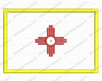 New Mexico NM State Flag Applique Embroidery Design in 4x4 and 5x7 Sizes