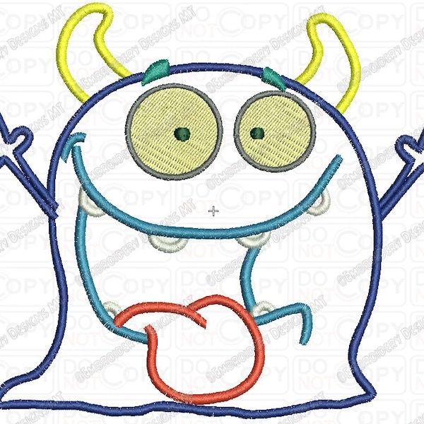 Silly Goofy Monster 4 Layer Applique Embroidery Design in 4x4 and 5x7 Sizes