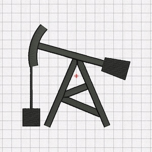 May include: Black and white illustration of an oil derrick, a common symbol of the oil and gas industry.