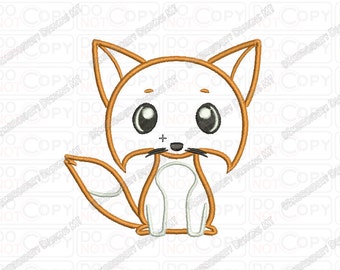 Fox Applique Embroidery Design in 3x3 4x4 and 5x7 Sizes