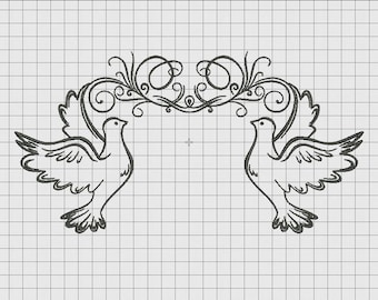 Dove Bird Frame Embroidery Design in 5x7 and 6x10 Sizes