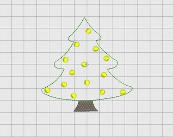 Desenho de bordado de feltro de árvore de Natal em tamanhos de 2 polegadas, 2,5 ", 3 polegadas e 4"