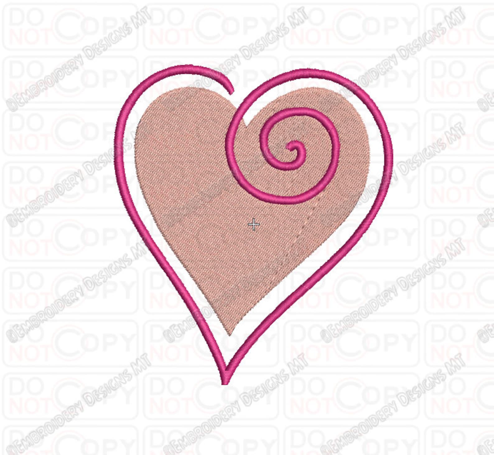 Heart Swirl Outline Embroidery Design in 1x1 2x2 3x3 4x4 and Etsy