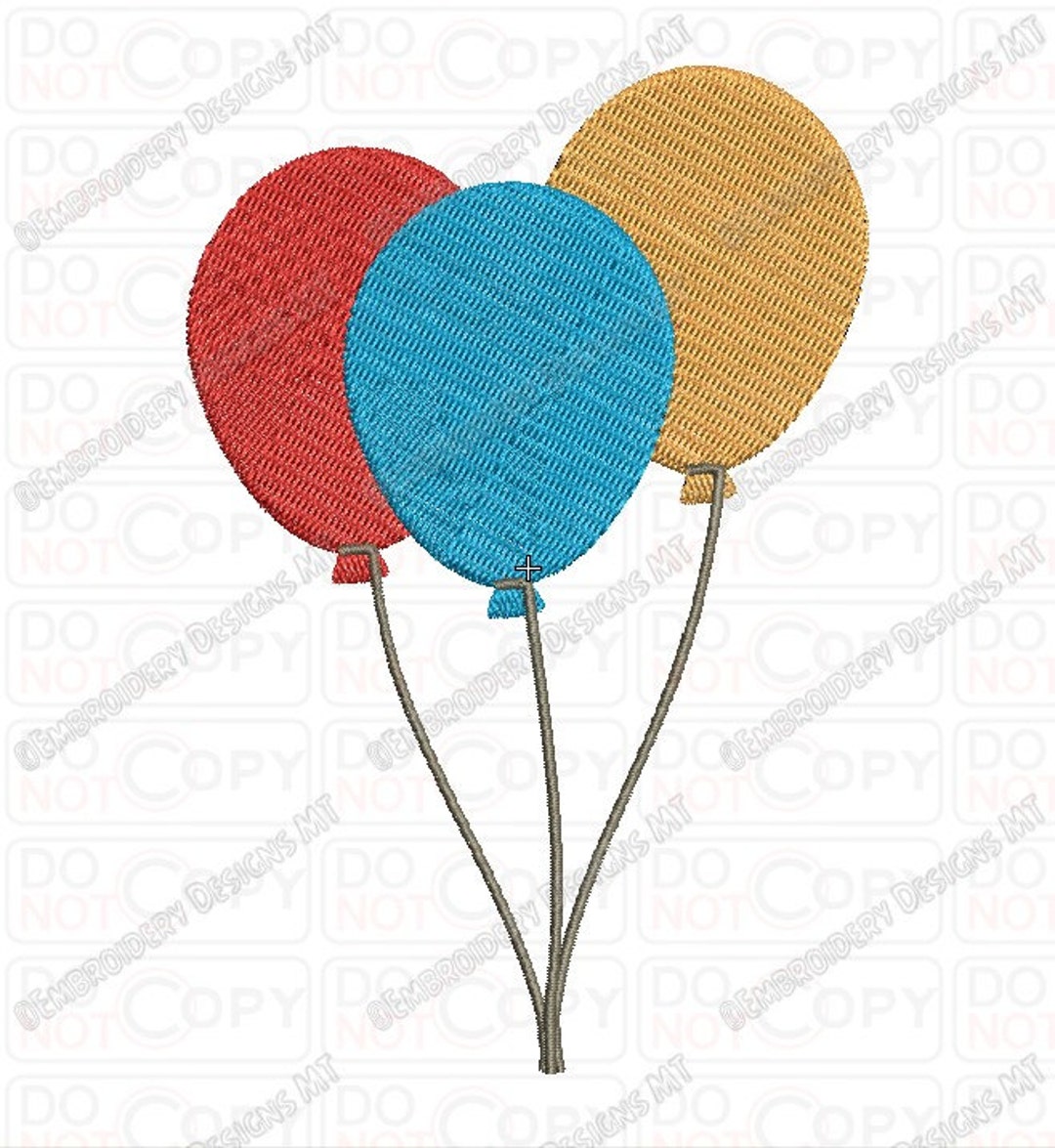 3 Balloons on String Embroidery Design in 2x2 3x3 4x4 and 5x7 Sizes - Etsy