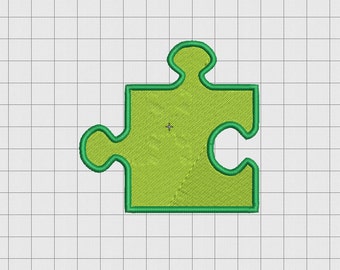 Puzzle Piece Embroidery Design in 1x1 2x2 3x3 and 4x4 Sizes