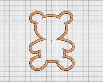 Teddy Bear Applique Embroidery Design in 4x4 5x5 and 6x6 Sizes
