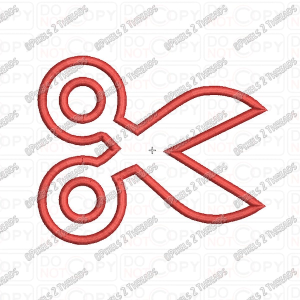 Scissors Applique Back to School Embroidery Design in 3x3 4x4 and 5x7 Sizes