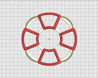 Diseño de apliques de salvavidas con bordado en tamaños de 4 x 4, 5 x 5, 6 x 6 y 7 x 7
