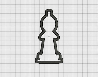Chess Bishop Piece Applique Embroidery Design in 4x4 5x5 and 6x6 Sizes