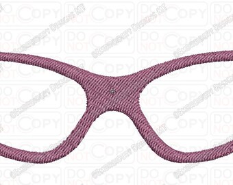 Diseño de bordado de punto completo con gafas para niña en tamaños de 3 x 3, 4 x 4 y 5 x 7