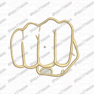 Fist Punch Hand Applique Embroidery Design in 3x3 4x4 and 5x5 Sizes