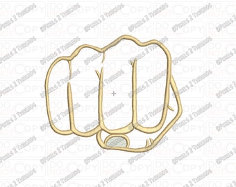 Diseño de bordado con apliques de puño en tamaños de 3 x 3, 4 x 4 y 5 x 5