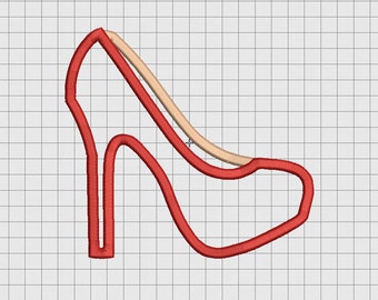 High Heel Applique Embroidery Design in 3x3 4x4 5x5 and 6x6 Sizes