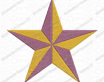 Desenho de bordado estrela 3D em tamanhos 1x1 2x2 3x3 4x4 e 5x7