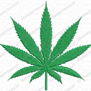 Marijuana Cannabis Leaf Embroidery Design in 2x2 3x3 4x4 and 5x7 Sizes