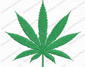 Marijuana Cannabis Leaf Embroidery Design in 2x2 3x3 4x4 and 5x7 Sizes