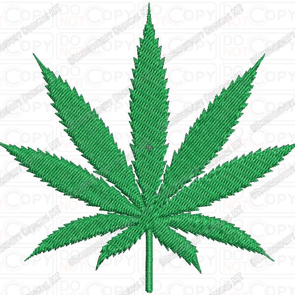 Marijuana Cannabis Leaf Embroidery Design in 2x2 3x3 4x4 and 5x7 Sizes